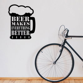 Wallity Beer Metal Decor - Accesorio de pared de metal negro